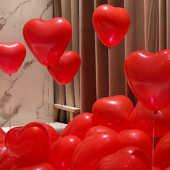 Pack of 30 Red Heart Shape Balloons - Image 5