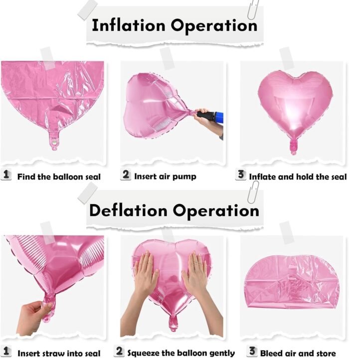 Matt Pink Heart Shape Foil Balloons for Valentine's Day, Anniversary, Love Decoration, Pack of 5 - Image 5