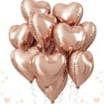 Rose Gold Heart Shaped Foil Balloons - Set of 5