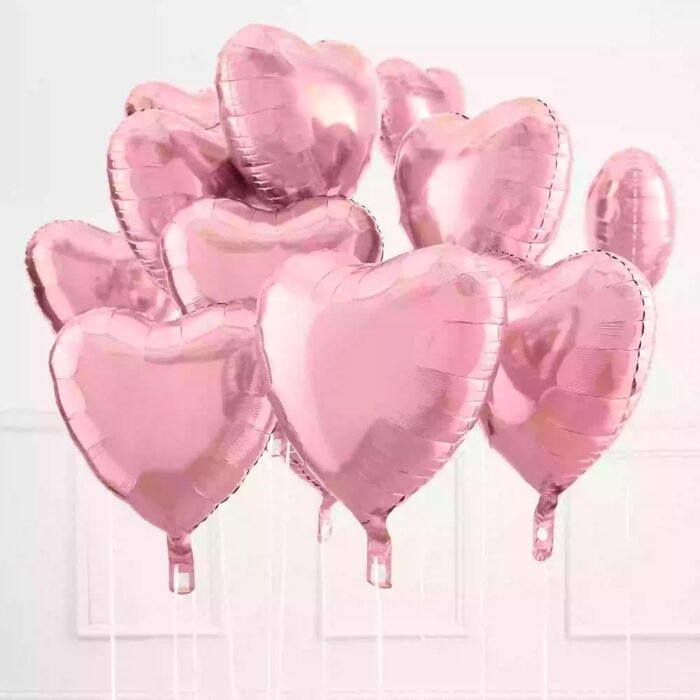 71JM-od-p0L._SL1500_ Matt Pink Heart Shape Foil Balloons for Valentine's Day, Anniversary, Love Decoration, Pack of 5 - Image 1