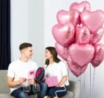 Matt Pink Heart Shape Foil Balloons for Valentine's Day, Anniversary, Love Decoration, Pack of 5 - Image 3
