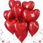 Red Heart Shaped Foil Balloons Set of 5