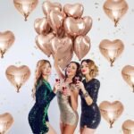 Rose Gold Heart Shaped Foil Balloons - Set of 5 - Image 2
