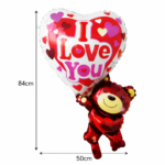 I Love You Teddy Bear Foil Balloon 84 x 50 cm | Air or Helium - Image 2