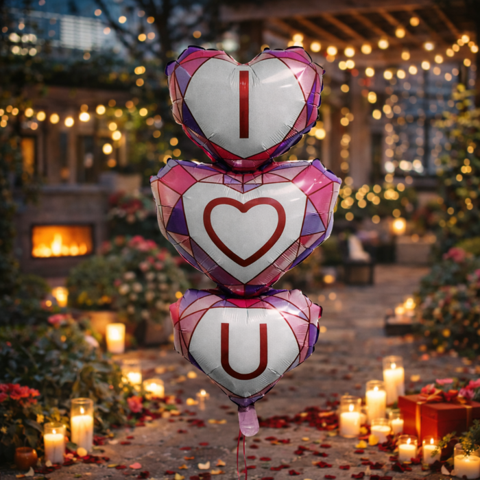 “I U” Heart Foil Balloon Set | Romantic Love Letter Balloons for Valentine’s Day, Anniversary, Proposal, Wedding & Surprise Decoration - Image 2