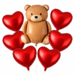 Teddy Bear & Red Heart Foil Balloons Set of 7