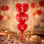 I Love U Heart Shape Foil Balloon Set | Romantic Love Balloons for Valentine’s Day, Anniversary, Proposal & Wedding Decoration | Air or Helium Fill - Image 2