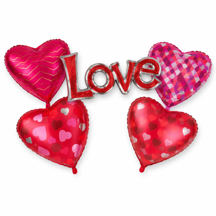 Love Theme Heart Foil Balloon Set for Valentine Decoration | 4 Pcs Romantic Red & Pink Heart Balloons for Anniversary, Proposal & Wedding Party Deco - Image 1