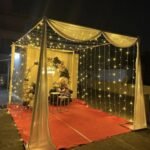 Luxury Canopy Tent Decoration with Fairy Lights & Balloon Backdrop | Birthday, Anniversary & Outdoor Celebration Setup