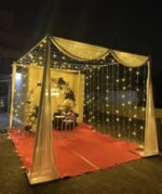 Luxury Canopy Tent Decoration with Fairy Lights & Balloon Backdrop | Birthday, Anniversary & Outdoor Celebration Setup (Decoration ID: CANOPY-LUX01)