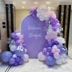 Pastel Purple Welcome Baby Decoration | Butterfly Theme Balloon Backdrop with Custom Name Board