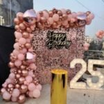 Rose Gold Sequin Birthday Decoration | Premium Balloon Garland with Neon Sign & Marquee Age Lights