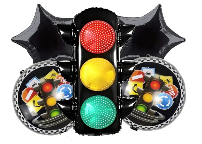 Traffic Light Balloons with Racing Theme - set of 5 - Image 1
