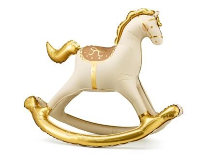 Gold & Cream Rocking Horse Foil Balloon 109 x 107 cm
