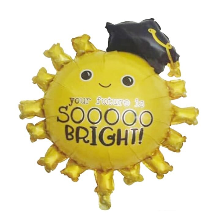 Graduation Sun Balloon – “Your Future Is So Bright” Gold, 67x77 - Image 1