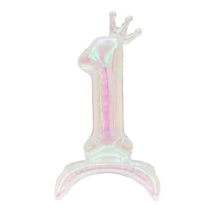 Iridescent Standing Number 1 Foil Balloon with Crown