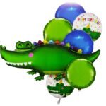 Happy Green Alligator Balloon Set - Set of 7