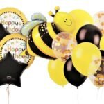 Bee Birthday Balloon Bouquet – Yellow & Black Party Decoration