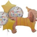 Cute Puppy Dog & Paw Happy Birthday Foil Balloon - set of 5
