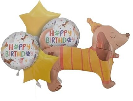 Cute Puppy Dog & Paw Happy Birthday Foil Balloon - set of 5