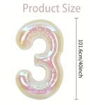 40 Inch Iridescent Number "3" Foil Balloon - Image 2