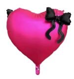 Pink and Black Rose Heart Foil Balloons - set of 5 - Image 2