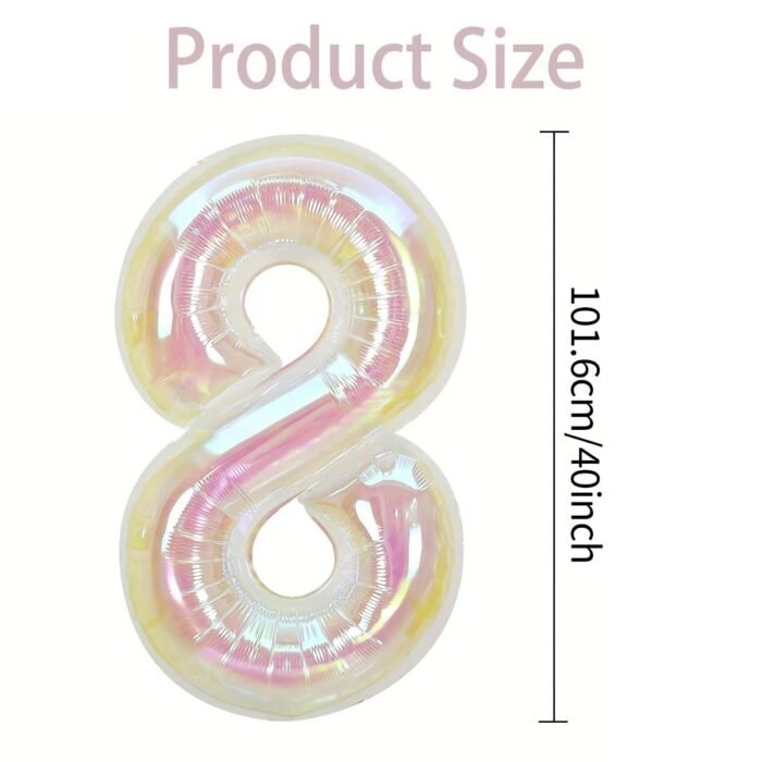 40 Inch Iridescent Number "8" Foil Balloon - Image 2