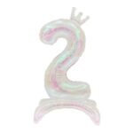 Iridescent Standing Number 2 Foil Balloon with Crown