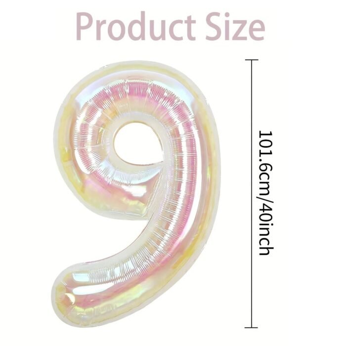 40 Inch Iridescent Number "9" Foil Balloon - Image 2