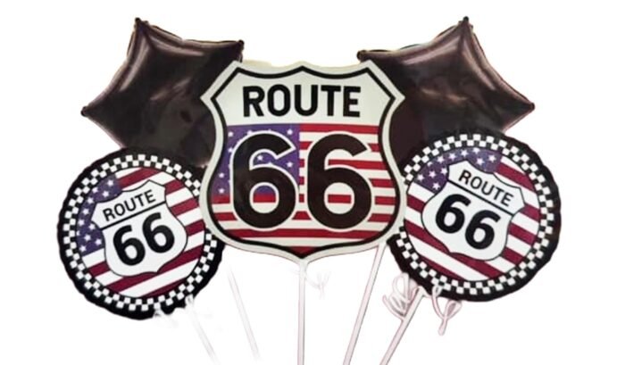 6 Route 66 Theme Party Balloons - set of 5 - Image 1