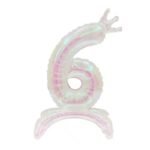 Iridescent Standing Number 6 Foil Balloon with Crown
