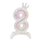 Iridescent Standing Number 8 Balloon with Crown