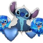 Stitch Balloon Bouquet – Cute Blue Character Set of 5
