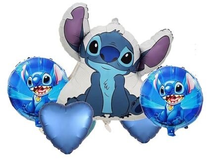 Stitch Balloon Bouquet – Cute Blue Character Set of 5