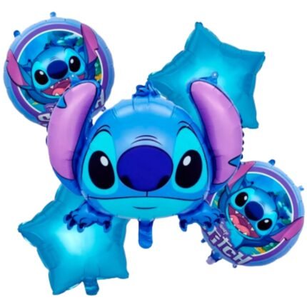 Stitch Foil Balloons Set Of 5 – Cartoon Party Helium Balloons