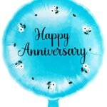 18" Happy Anniversary Round Foil Balloon with Floral Design