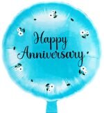 18" Happy Anniversary Round Foil Balloon with Floral Design