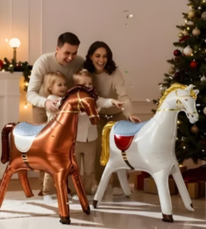 3D Self Standing Horse Foil Balloon, 57.8 X 52.3 Inch - Cream - Image 6