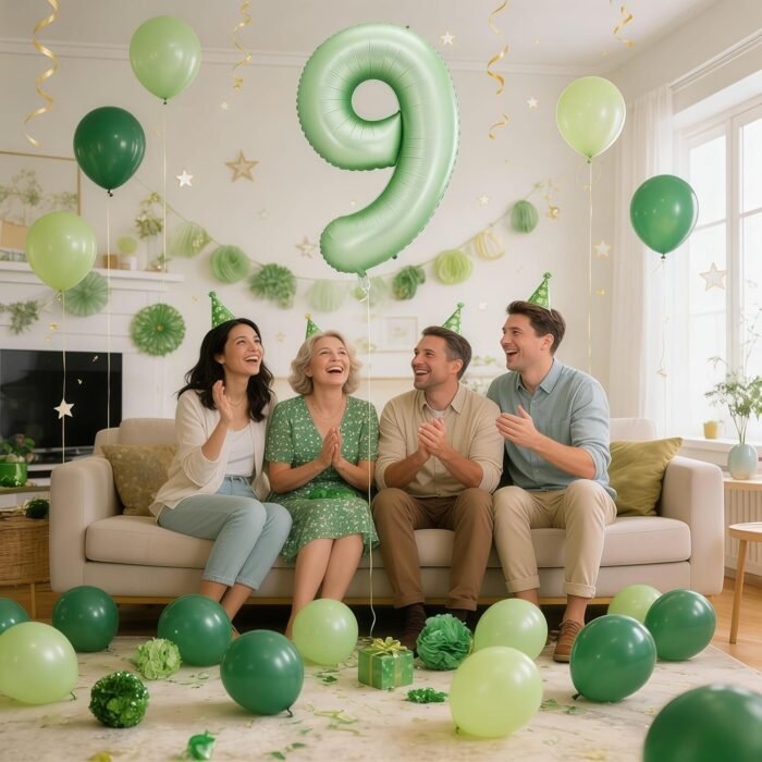 Green Number 9 Foil Balloon – Helium Party Decoration 32inches - Image 2