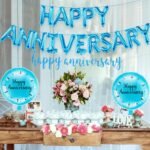 18" Happy Anniversary Round Foil Balloon with Floral Design - Image 2