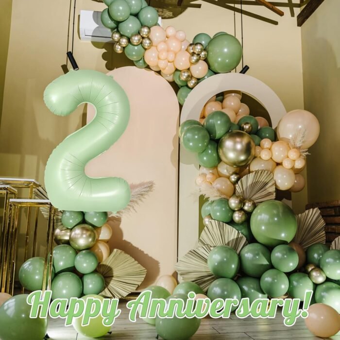 Green Number 2 Foil Balloon – Helium Party Decoration 32inches - Image 5