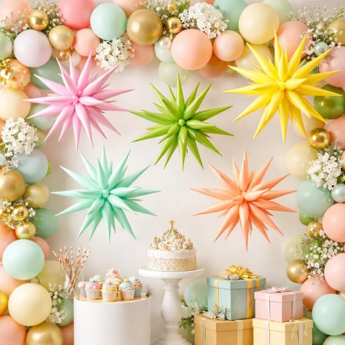 22inch Pastel Yellow 14 Point Star Foil Balloon - Image 2