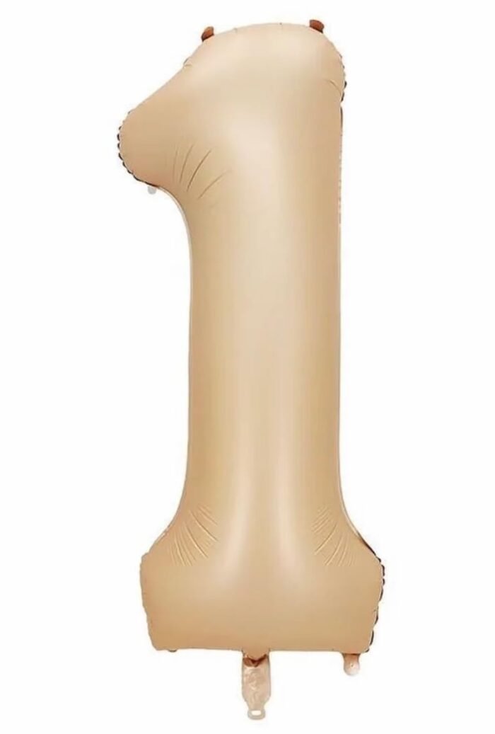 32 Inch Number 1 Foil Balloon - Caramel Light Pastel Color - Image 1