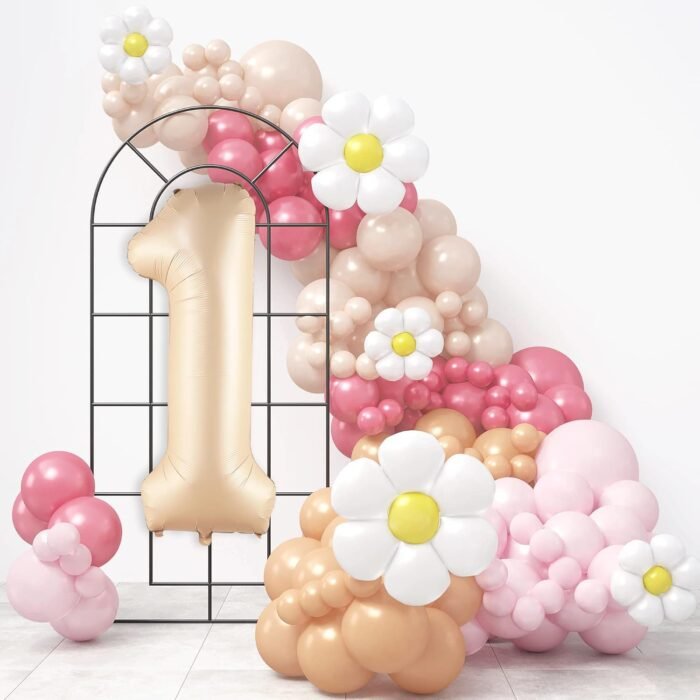 32 Inch Number 1 Foil Balloon - Caramel Light Pastel Color - Image 3