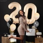 32 Inch Number 2 Foil Balloon - Caramel Light Pastel Color - Image 5