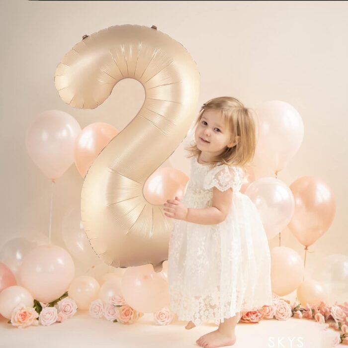 32 Inch Number 2 Foil Balloon - Caramel Light Pastel Color - Image 4