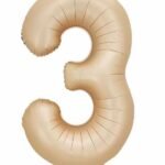 32 Inch Number 3 Foil Balloon - Caramel Light Pastel Color