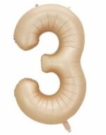 32 Inch Number 3 Foil Balloon - Caramel Light Pastel Color