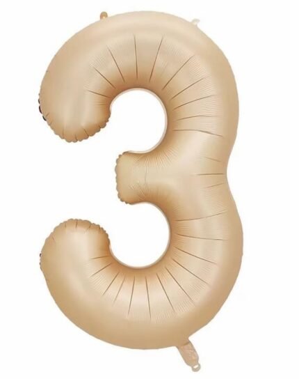 32 Inch Number 3 Foil Balloon - Caramel Light Pastel Color