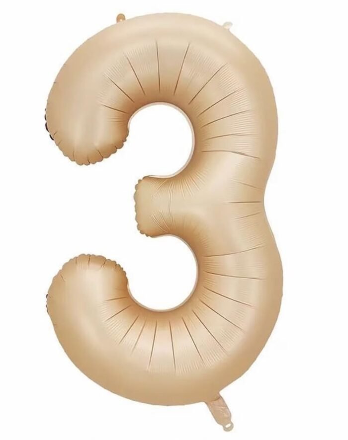 32 Inch Number 3 Foil Balloon - Caramel Light Pastel Color - Image 1